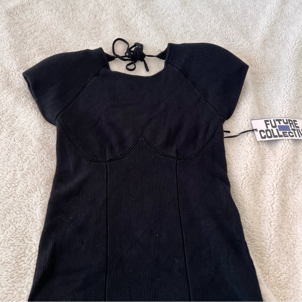 Black open back sweater Dress